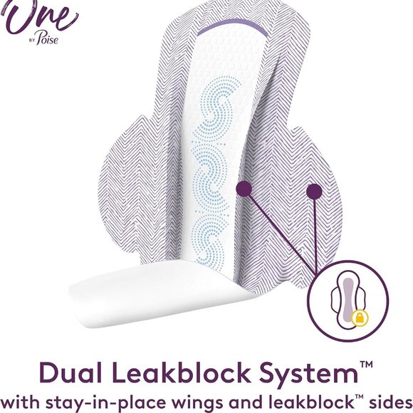 NEW- One by Poise Feminine Pads with Wings (2-in-1 Period & Bladder Leakage Pad - Picture 3 of 3